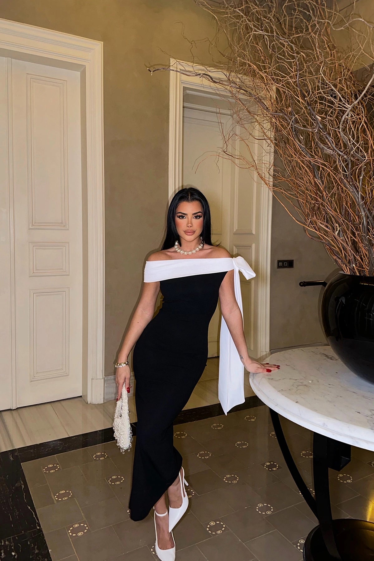 Robe Longue Bicolore Noire Et Blanche