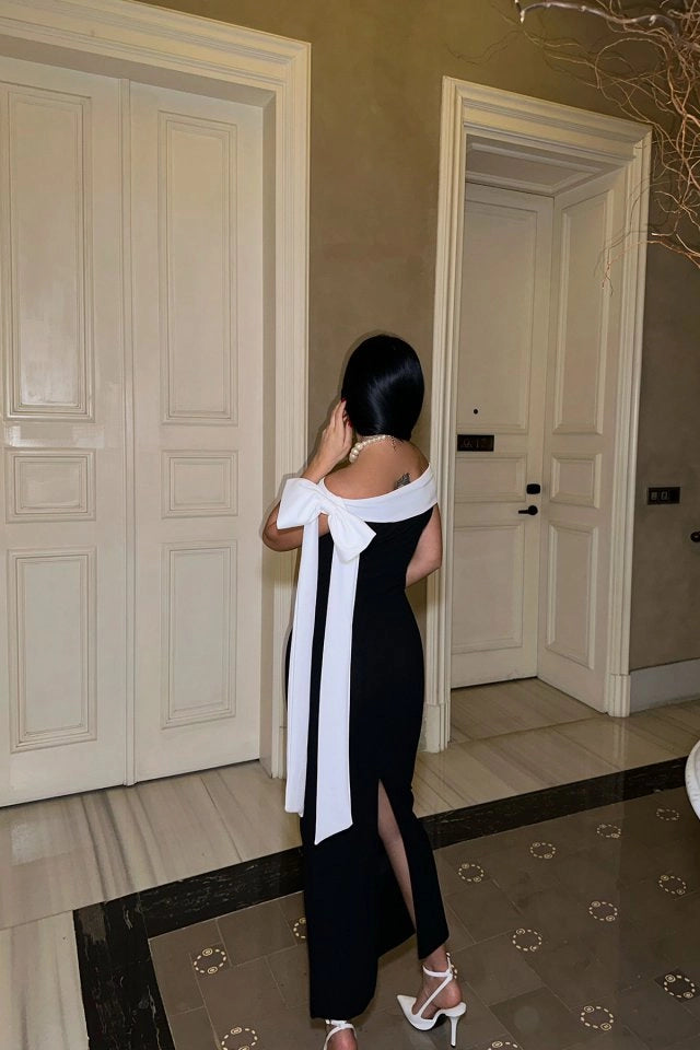 Robe Longue Bicolore Noire Et Blanche