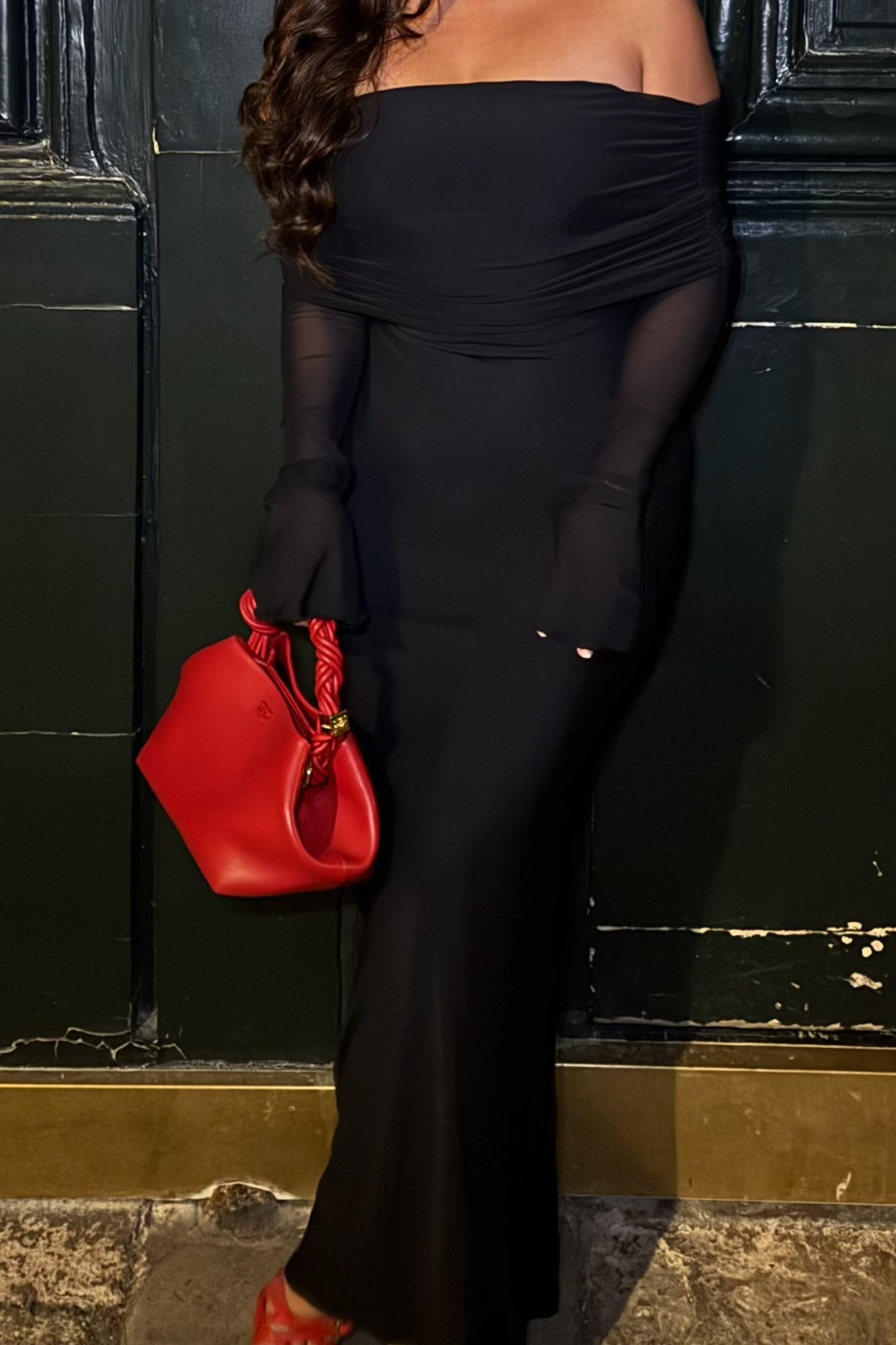 Robe Longue en Tulle à Épaules Dénudées