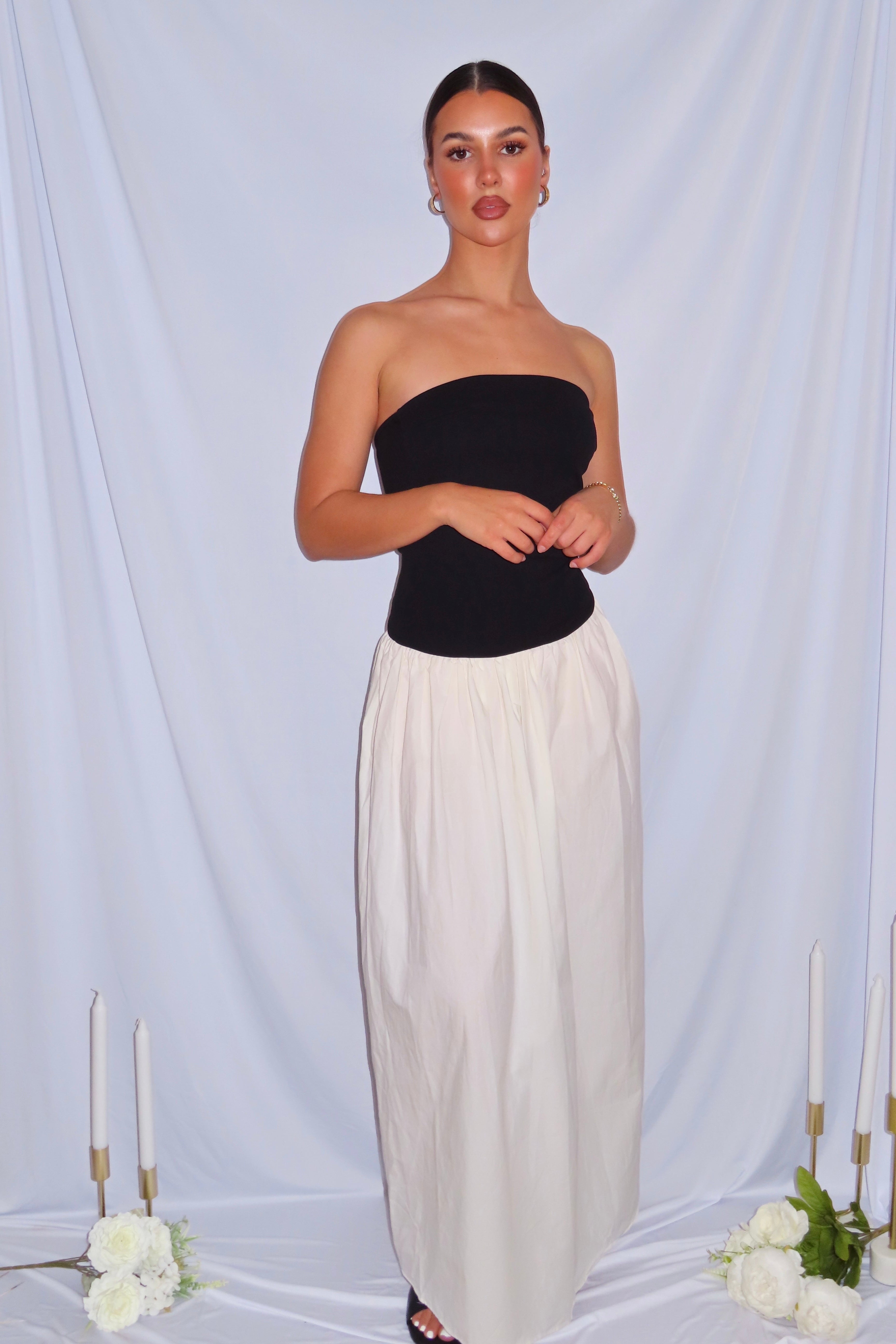Robe Bustier Noire et Blanche Bimatière