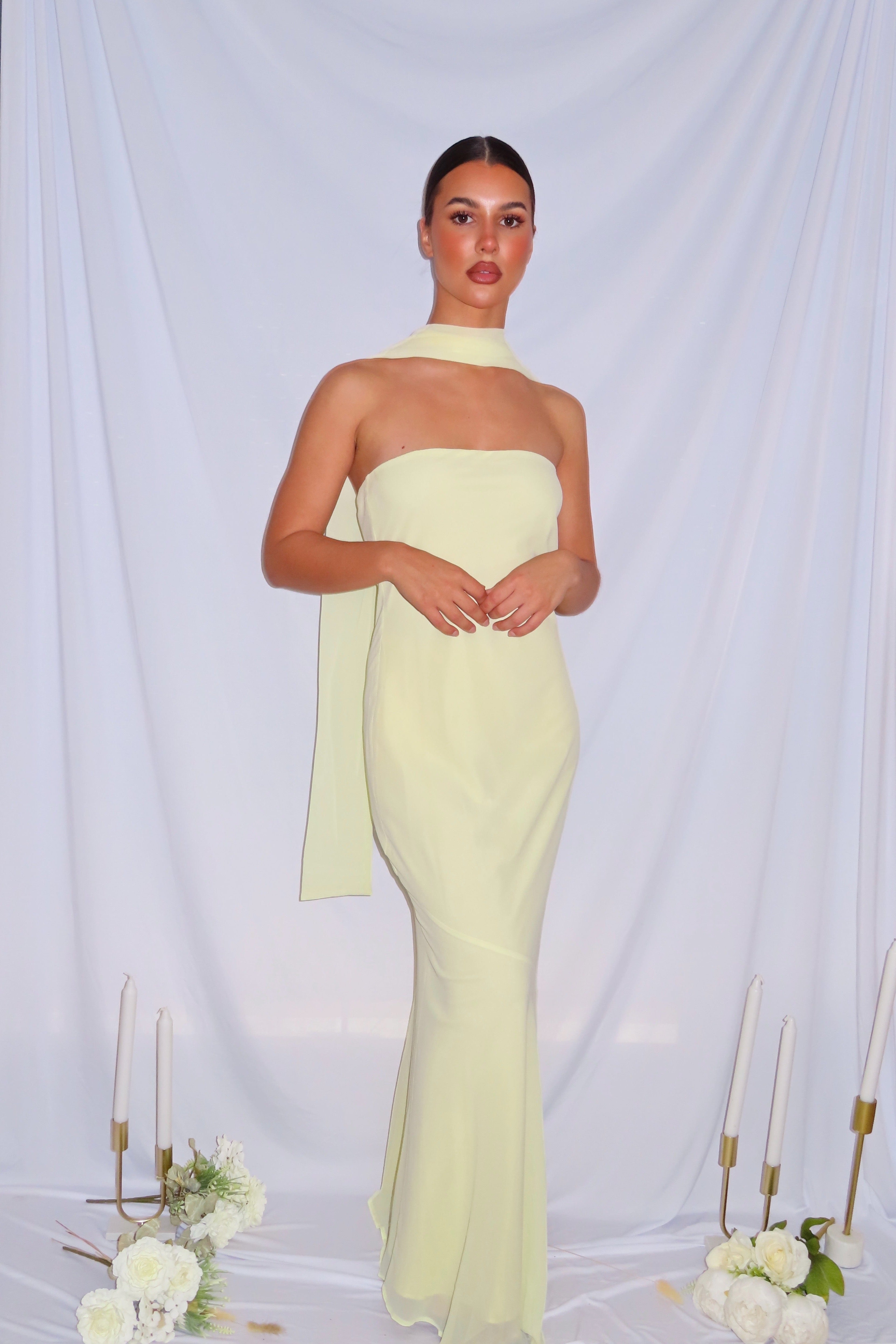 Robe bustier Jaune En Tulle