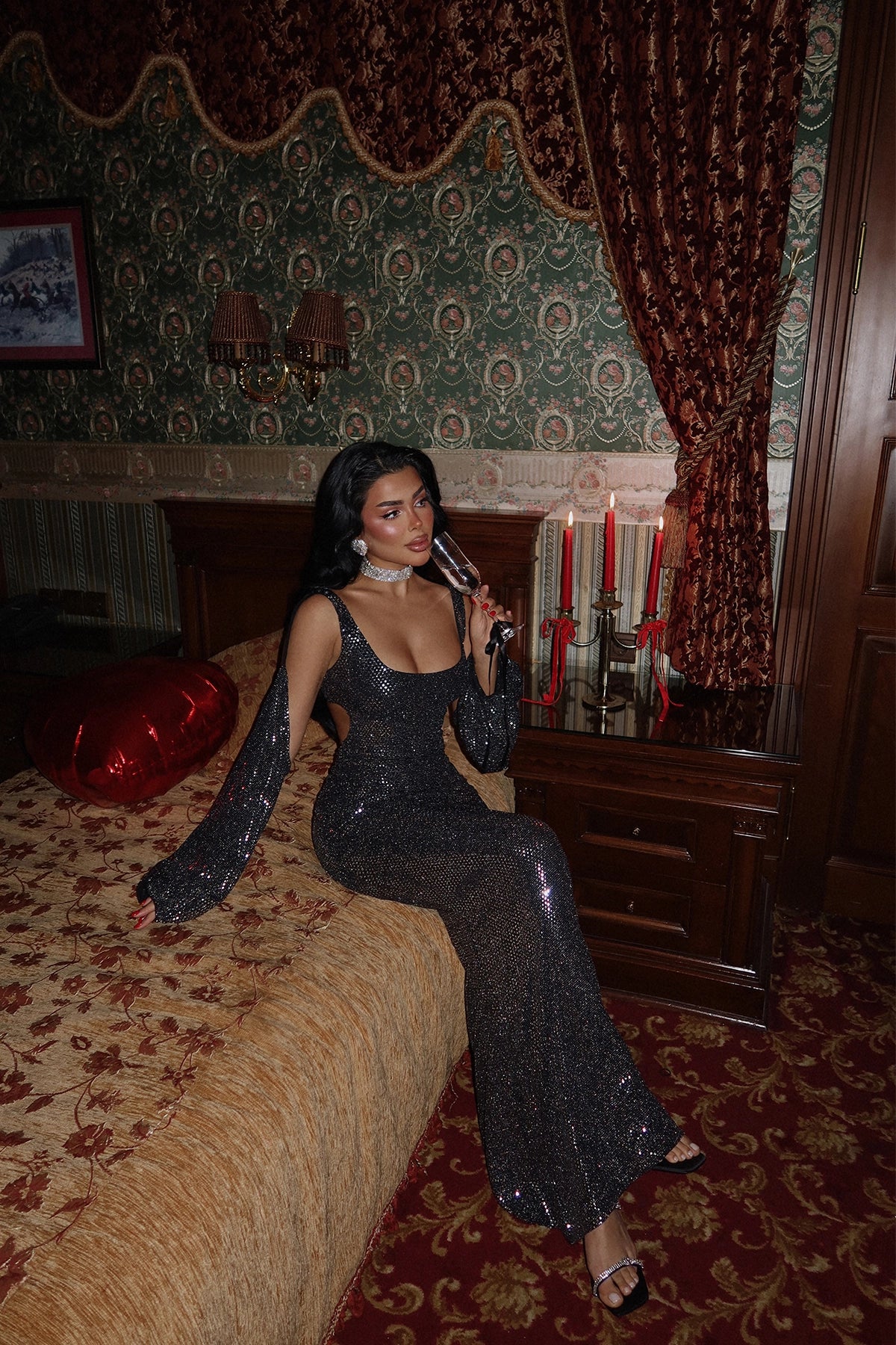 Robe Longue Scintillante Grise