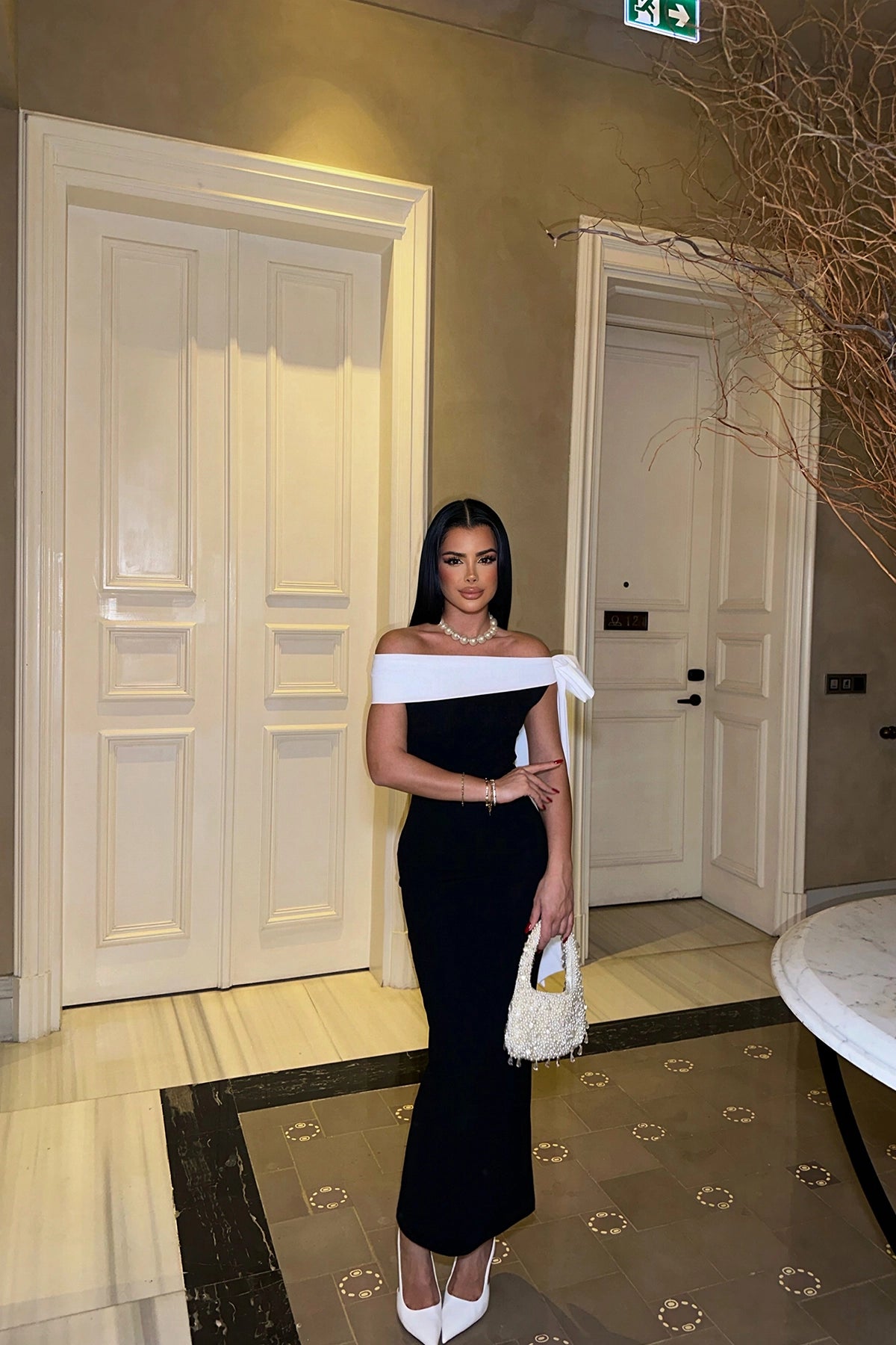 Robe Longue Bicolore Noire Et Blanche
