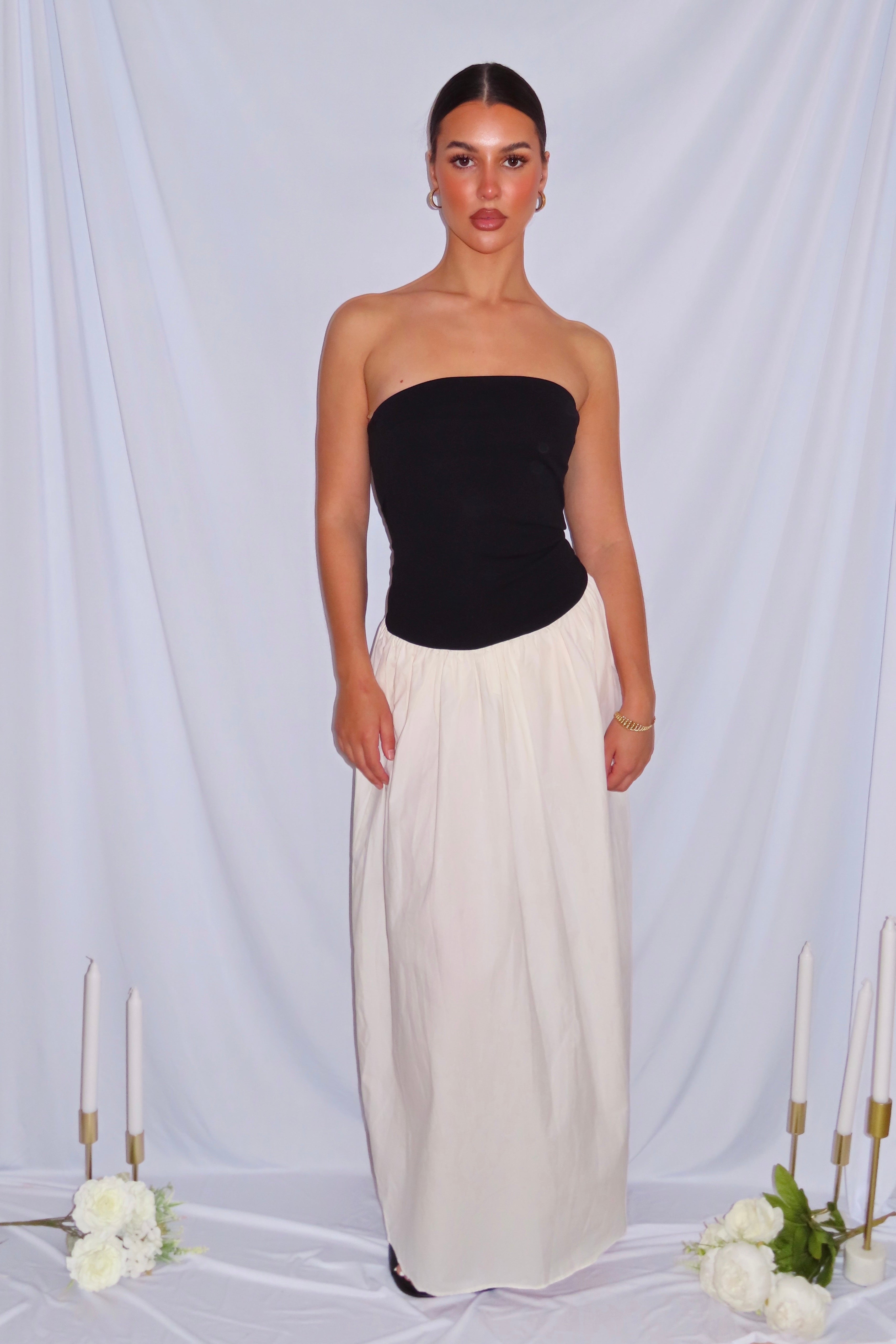 Robe Bustier Noire et Blanche Bimatière